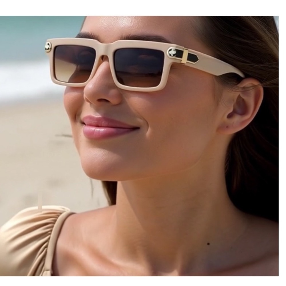 Stylish Square Frame Sunglasses Brown Gradient‎ Lenses Designer Fashion Eyewear